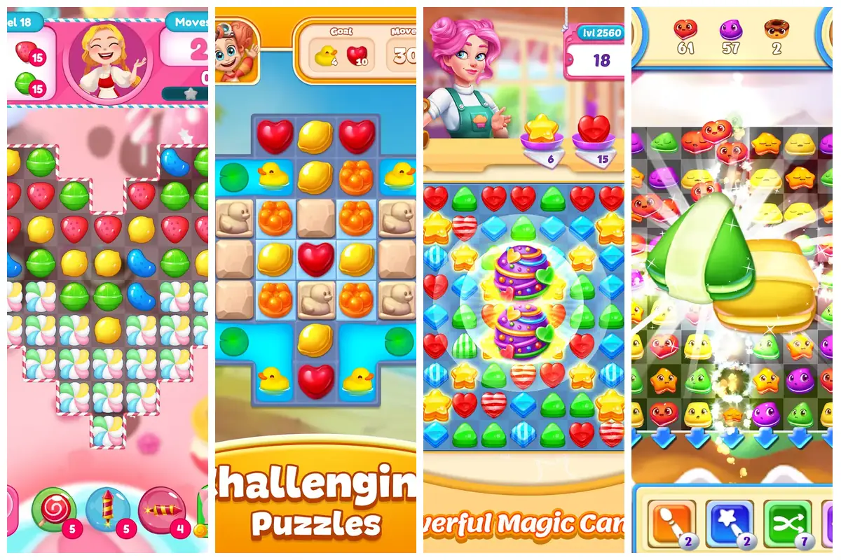 Boards from four titles on the dock, captured on Google Play