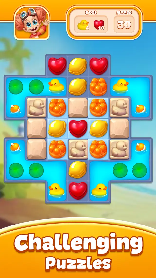 Candy Pop Story : Match 3 level with obstacle tiles