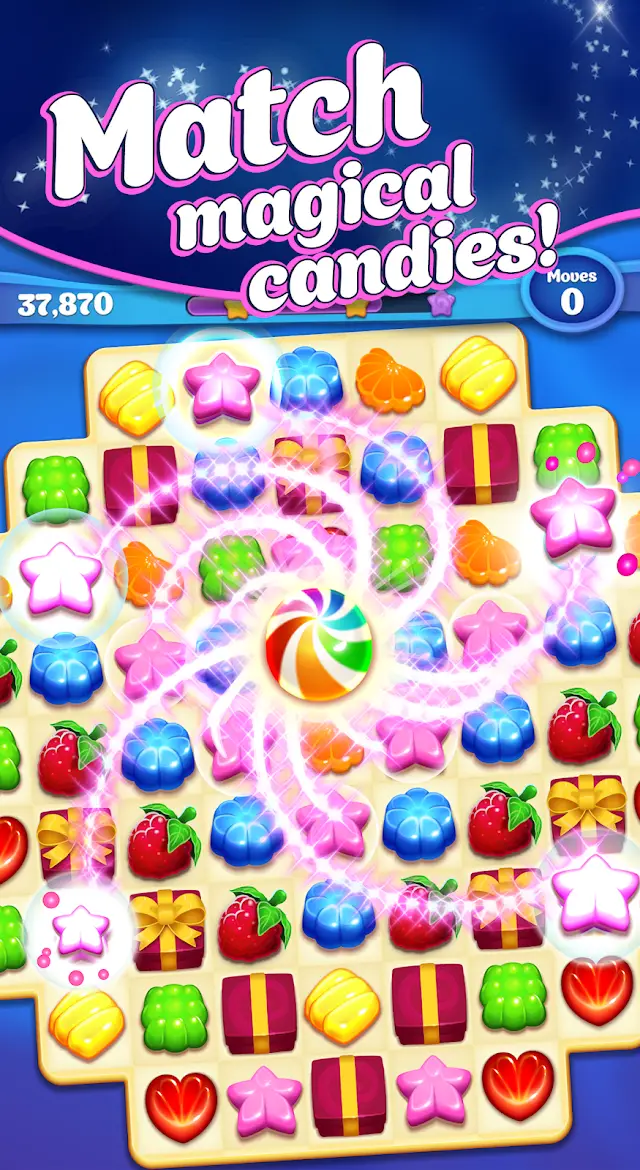 Crafty Candy - Match 3 Game board with hand-drawn sweets